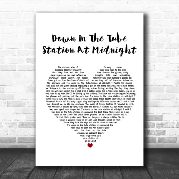 The Jam Down In The Tube Station At Midnight Heart Song Lyric Music Wall Art Print