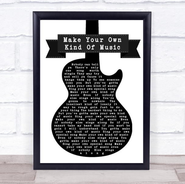 Mama Cass Elliot Make Your Own Kind Of Music Black White Guitar Song Lyric Music Wall Art Print