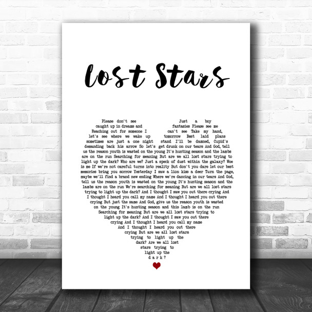 Adam Levine Lost Stars Heart Song Lyric Music Wall Art Print