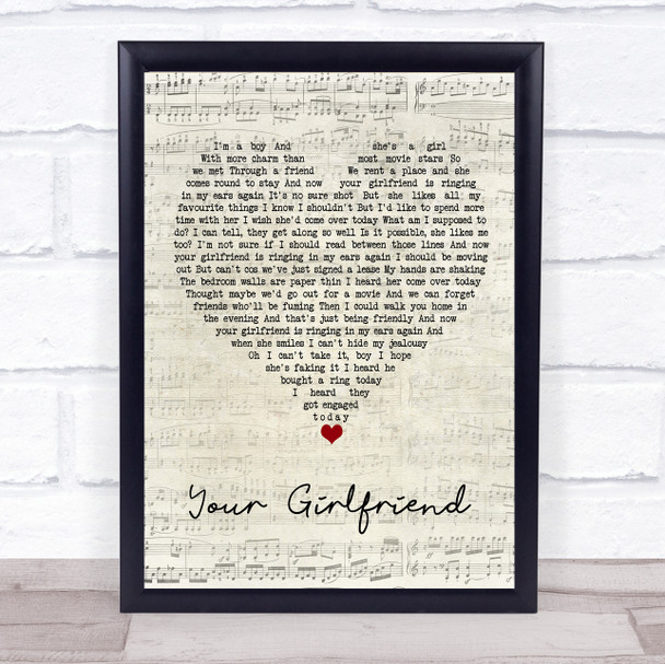 Blossoms Your Girlfriend Script Heart Song Lyric Print