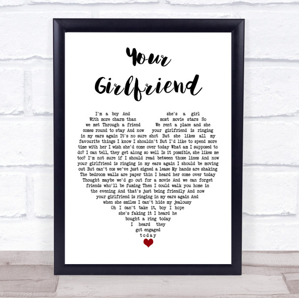 Blossoms Your Girlfriend White Heart Song Lyric Print