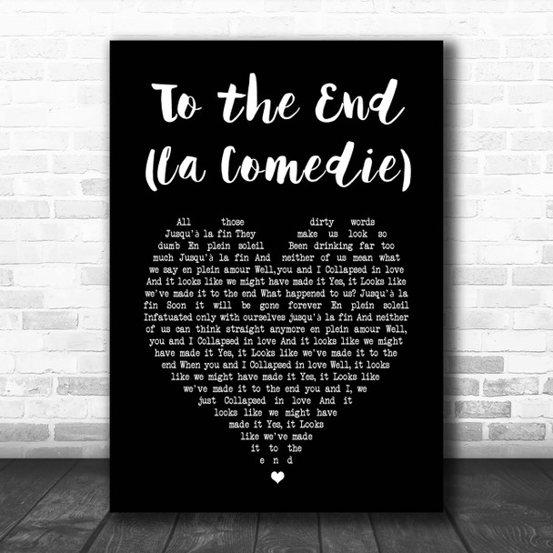 Blur To the End (La Comedie) Black Heart Song Lyric Print