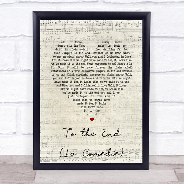 Blur To the End (La Comedie) Script Heart Song Lyric Print