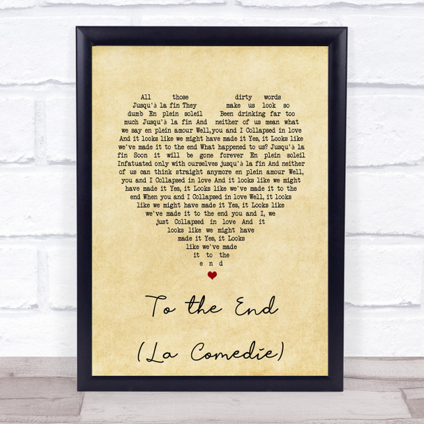 Blur To the End (La Comedie) Vintage Heart Song Lyric Print