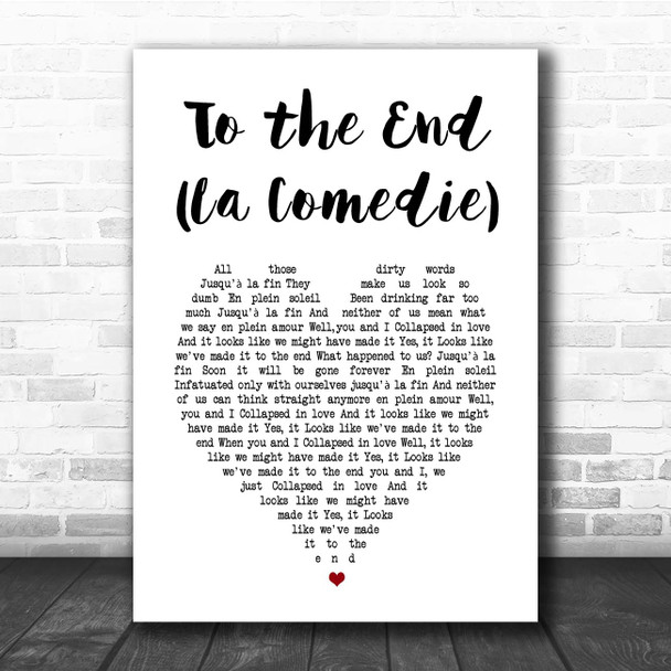 Blur To the End (La Comedie) White Heart Song Lyric Print