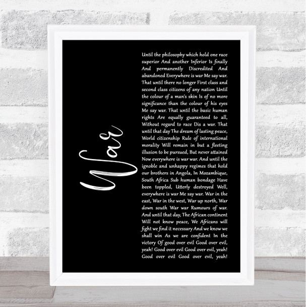 Bob Marley War Black Script Song Lyric Print