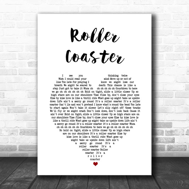 Bon Jovi Roller Coaster White Heart Song Lyric Print