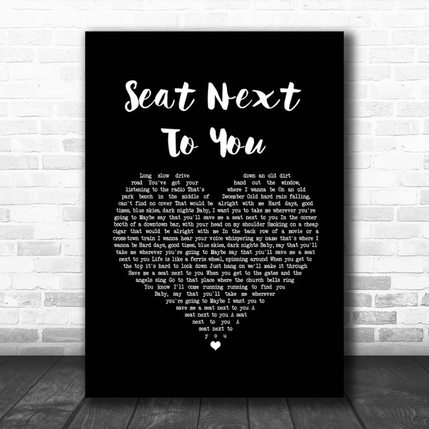 Bon Jovi Seat Next To You Black Heart Song Lyric Print