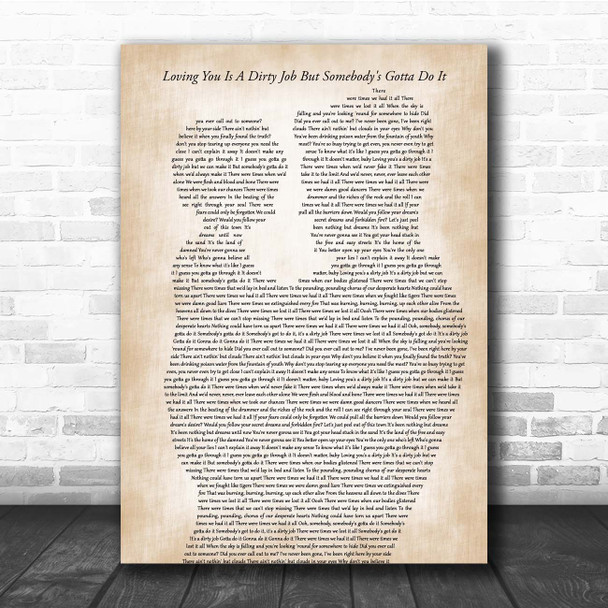 Bonnie Tyler Loving You Is A Dirty Job But Somebody's Gotta Do It Father & Child Song Lyric Print