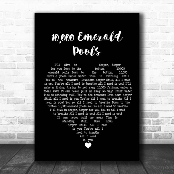 BORNS 10,000 Emerald Pools Black Heart Song Lyric Print