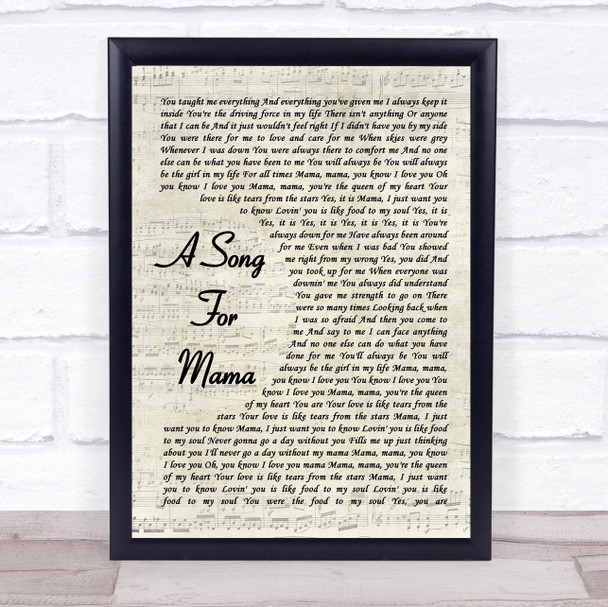 Boyz II Men A Song For Mama Vintage Script Song Lyric Print