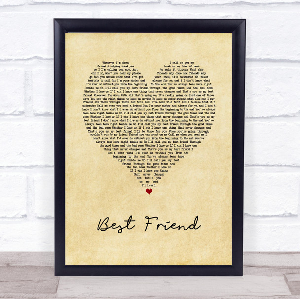 Brandy Best Friend Vintage Heart Song Lyric Print