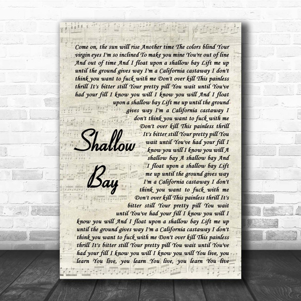 Breaking Benjamin Shallow Bay Vintage Script Song Lyric Print