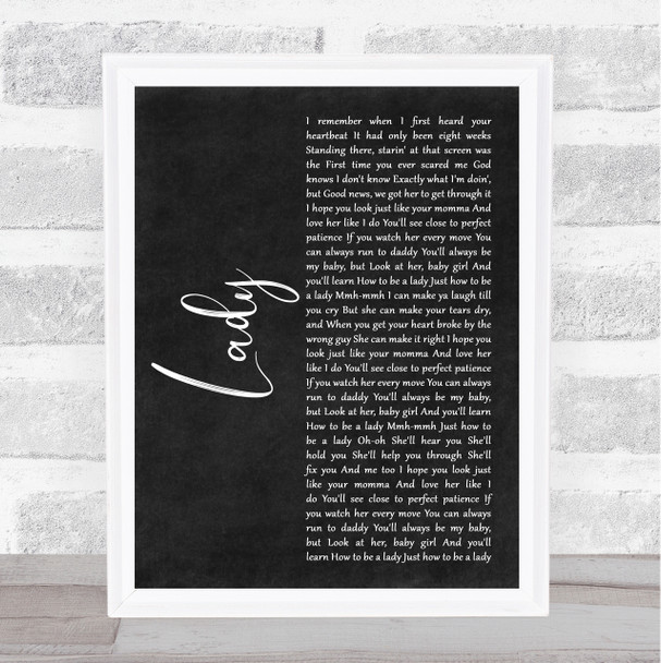 Brett Young Lady Black Script Song Lyric Print