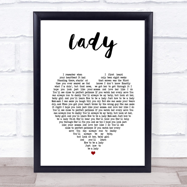 Brett Young Lady White Heart Song Lyric Print