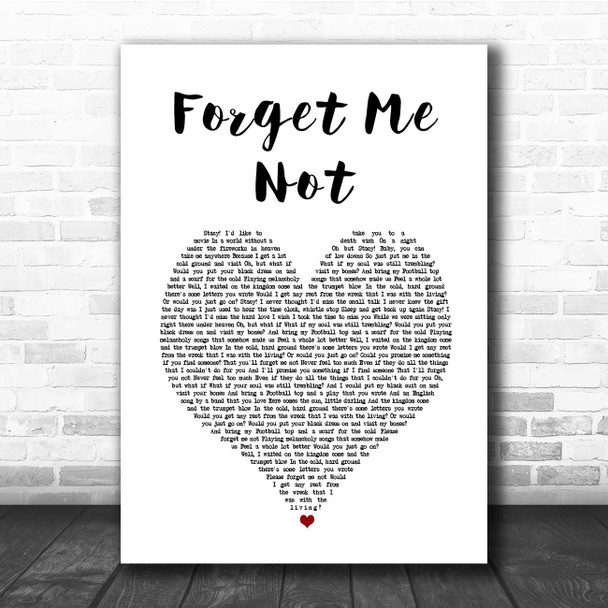 Brian Fallon Forget Me Not White Heart Song Lyric Print