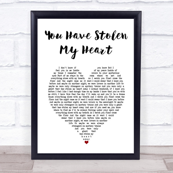 Brian Fallon You Have Stolen My Heart White Heart Song Lyric Print