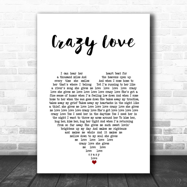 Brian McKnight Crazy Love White Heart Song Lyric Print