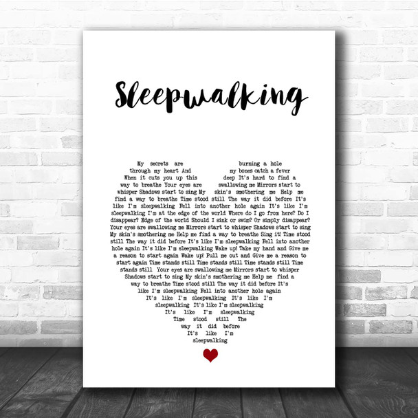 Bring Me The Horizon Sleepwalking White Heart Song Lyric Print