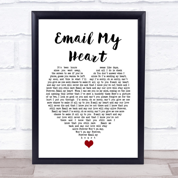 Britney Spears Email My Heart White Heart Song Lyric Print