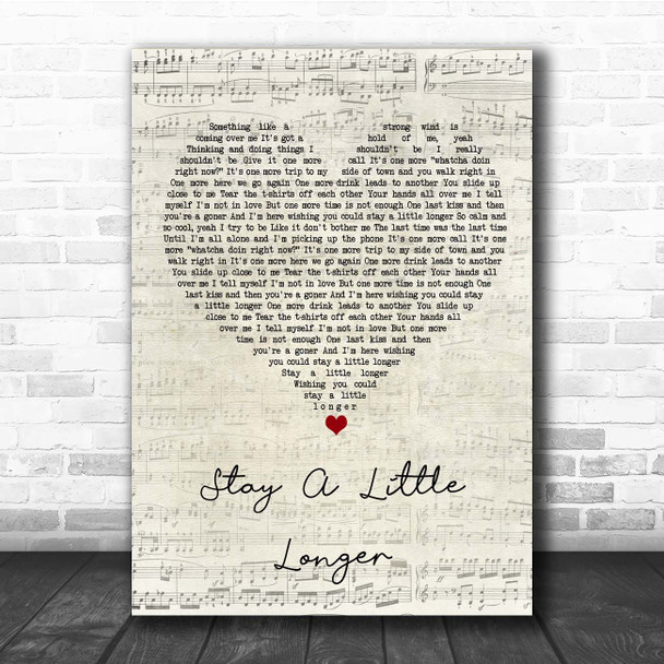 Brothers Osborne Stay A Little Longer Script Heart Song Lyric Print