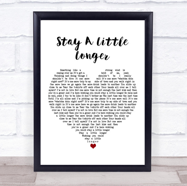 Brothers Osborne Stay A Little Longer White Heart Song Lyric Print