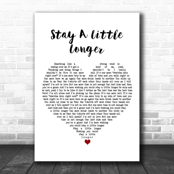 Brothers Osborne Stay A Little Longer White Heart Song Lyric Print