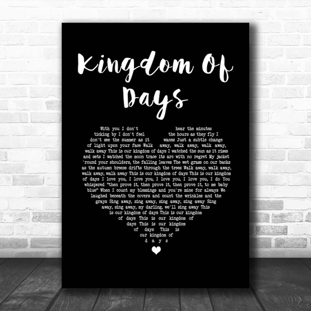 Bruce Springsteen Kingdom Of Days Black Heart Song Lyric Print