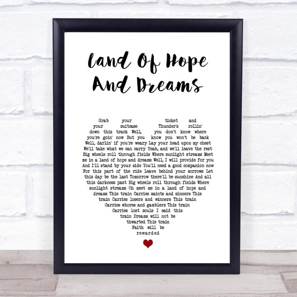 Bruce Springsteen Land Of Hope And Dreams White Heart Song Lyric Print