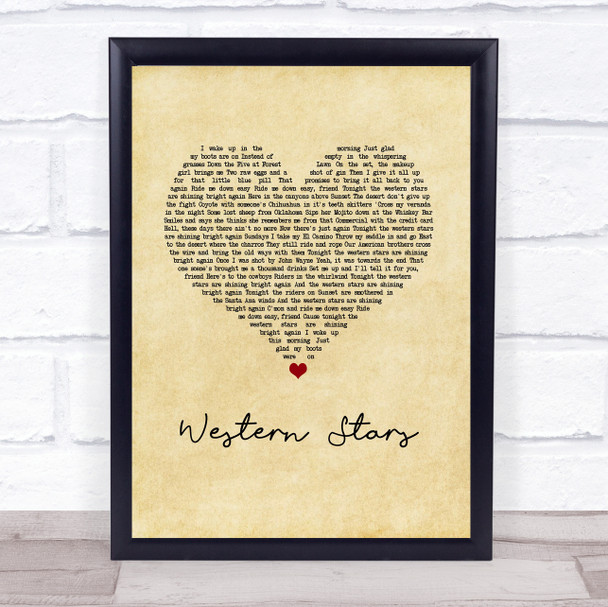 Bruce Springsteen Western Stars Vintage Heart Song Lyric Print