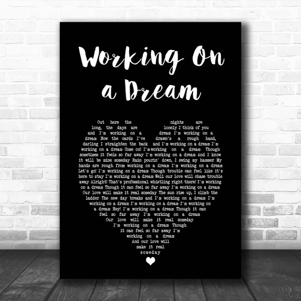 Bruce Springsteen Working On a Dream Black Heart Song Lyric Print