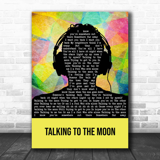 Bruno Mars Talking To The Moon Multicolour Man Headphones Song Lyric Print