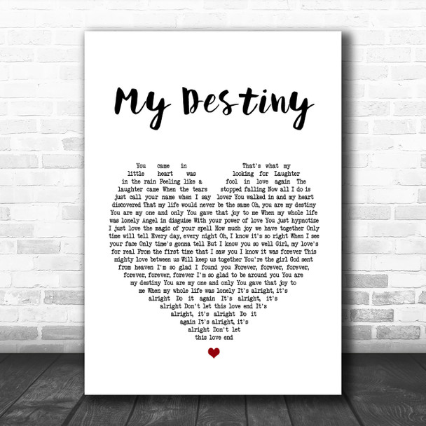 Lionel Ritchie My Destiny Heart Song Lyric Music Wall Art Print