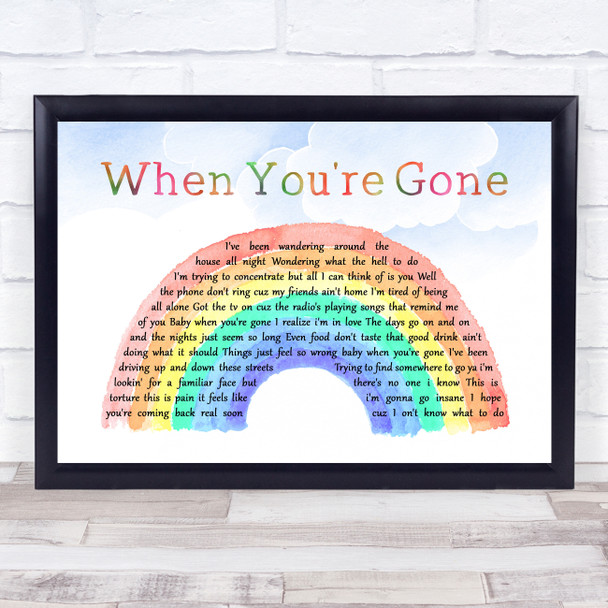Bryan Adams When You're Gone Watercolour Rainbow & Clouds Song Lyric Print
