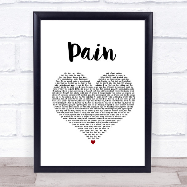 Bugzy Malone Pain White Heart Song Lyric Print