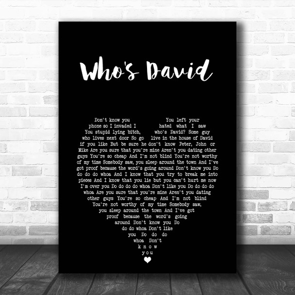 Busted Who's David Black Heart Song Lyric Print