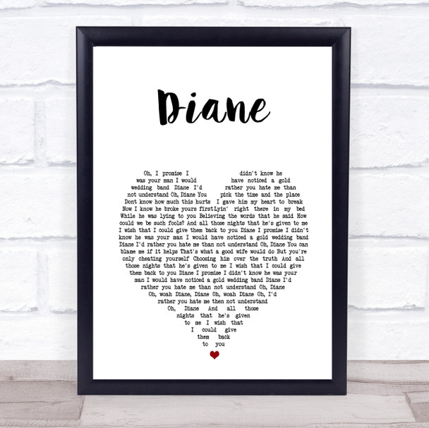 Cam Diane White Heart Song Lyric Print