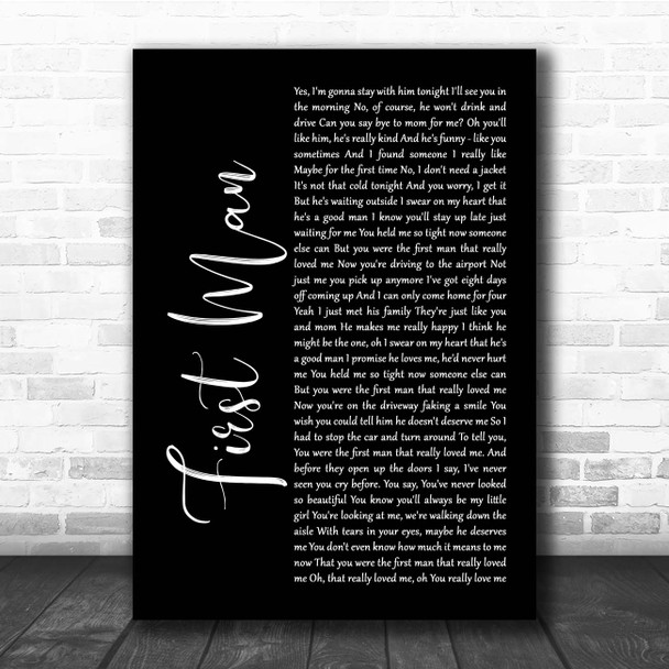 Camila Cabello First Man Black Script Song Lyric Print