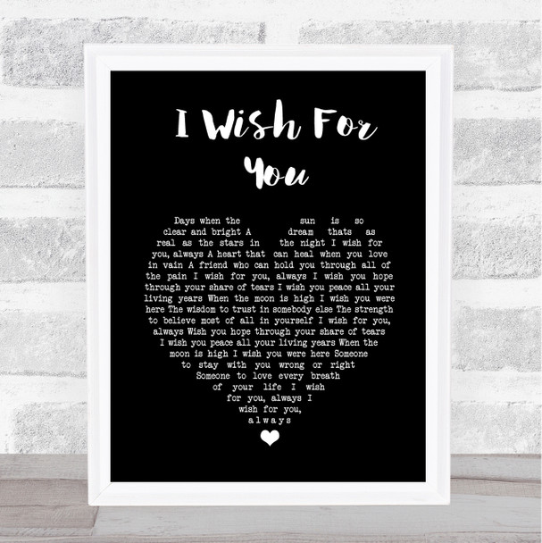 Carl Wilson I Wish For You Black Heart Song Lyric Print