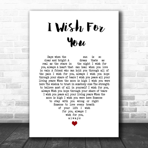 Carl Wilson I Wish For You White Heart Song Lyric Print