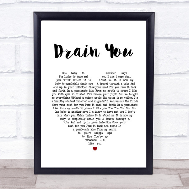 Nirvana Drain You Heart Song Lyric Music Wall Art Print