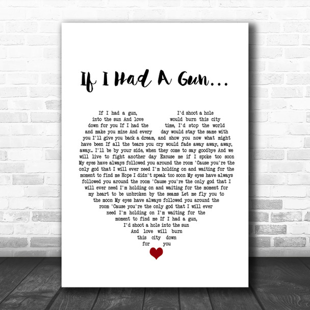 Noel Gallagher If I Had A Gun Heart Song Lyric Music Wall Art Print