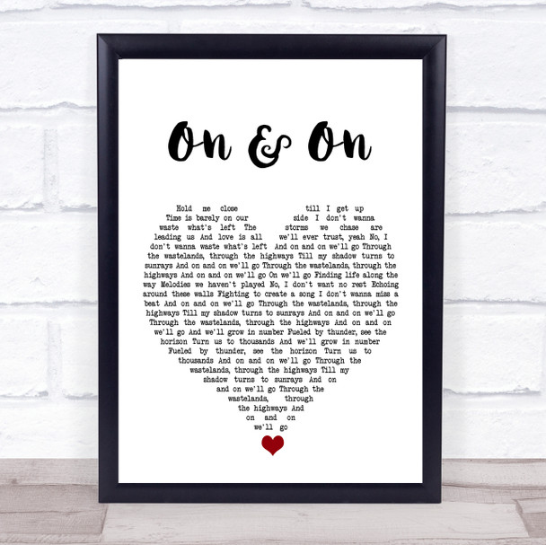 Cartoon On & On White Heart Song Lyric Print