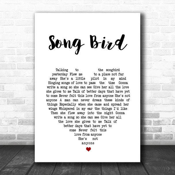 Oasis Song Bird Heart Song Lyric Music Wall Art Print