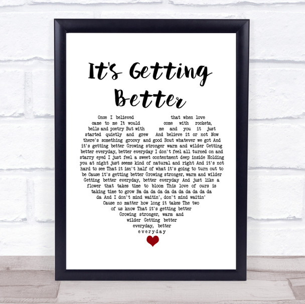 Cass Elliot It's Getting Better White Heart Song Lyric Print