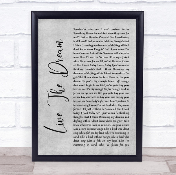 Cast Live The Dream Grey Rustic Script Song Lyric Print