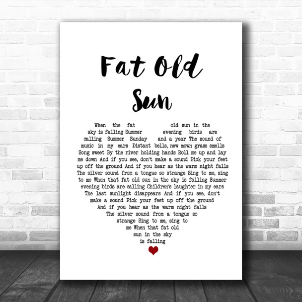 Pink Floyd Fat Old Sun Heart Song Lyric Music Wall Art Print