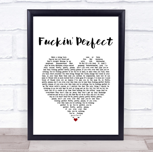 Pink Fuckin' Perfect Heart Song Lyric Music Wall Art Print