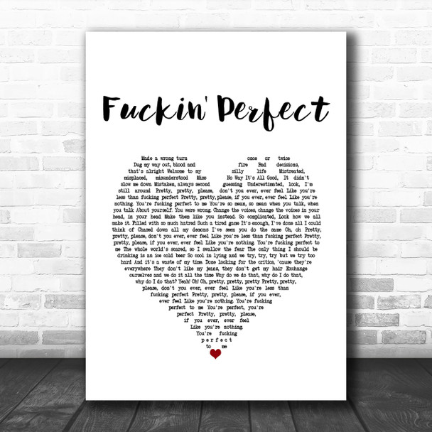 Pink Fuckin' Perfect Heart Song Lyric Music Wall Art Print