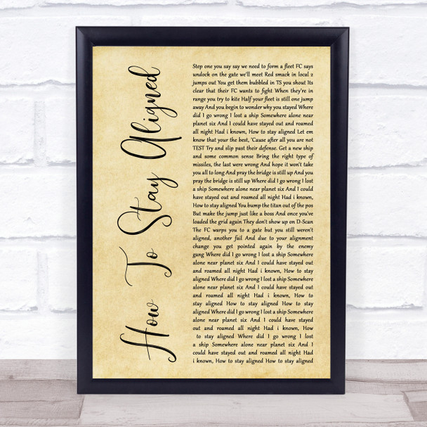 Cearul How To Stay Aligned Rustic Script Song Lyric Print